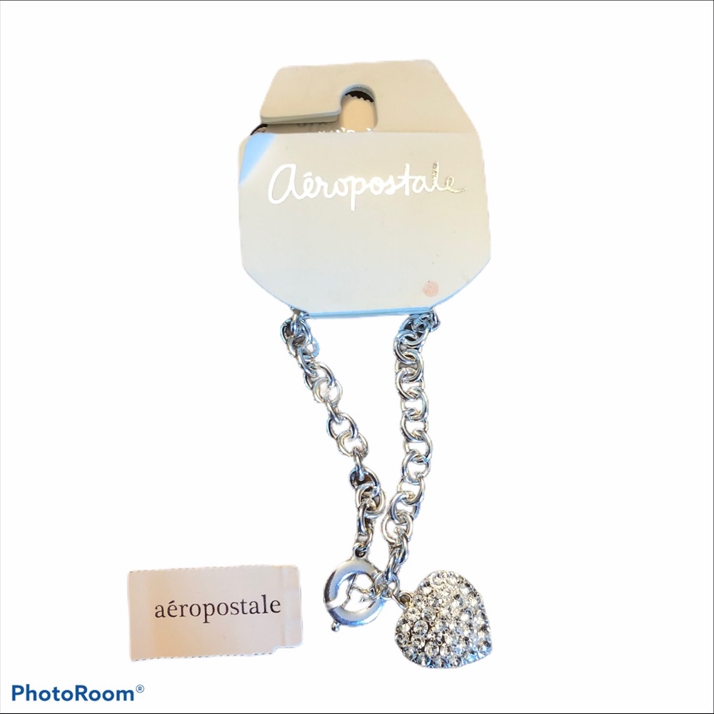 NWT Aeropostal silver heart bracelet